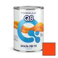 Эмаль алкидная для дерева и металла Formula Q8 (Формула Ку8) ПФ-115 износостойкая глянцевая оранжевая 0,9 л
