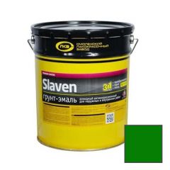 Грунт-эмаль алкидный Slaven 3в1 быстросохнущий антикоррозийный зеленый 20 кг