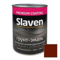 Грунт-эмаль алкидный Slaven 3в1 быстросохнущий антикоррозийный коричневый 1,1 кг