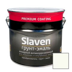 Грунт-эмаль алкидный Slaven 3в1 быстросохнущий антикоррозийный белый 3,2 кг