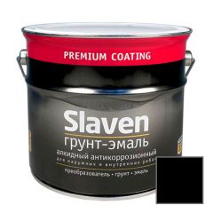 Грунт-эмаль алкидный Slaven 3в1 быстросохнущий антикоррозийный черный 3,2 кг
