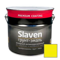Грунт-эмаль алкидный Slaven 3в1 быстросохнущий антикоррозийный желтый 3,2 кг