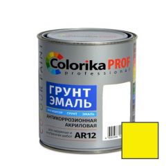 Грунт-эмаль акриловая антикоррозийная Colorika Prof Professional AR12 по металлу желтая 9 л