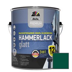 Эмаль по ржавчине 3-в-1 Dufa Premium Hammerlack Glatt гладкая глянцевая Зеленая мох RAL-6005 2,5 л