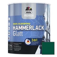 Эмаль по ржавчине 3-в-1 Dufa Premium Hammerlack Glatt гладкая глянцевая Зеленая мох RAL-6005 0,75 л