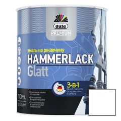 Эмаль по ржавчине 3-в-1 Dufa (Дюфа) Premium Hammerlack Glatt гладкая глянцевая Белая RAL-9010 0,75 л