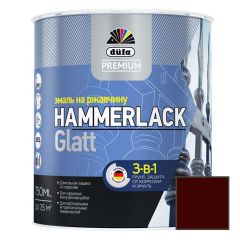 Эмаль по ржавчине 3-в-1 Dufa (Дюфа) Premium Hammerlack Glatt гладкая глянцевая Коричневая 0,75 л