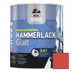 Эмаль по ржавчине 3-в-1 Dufa (Дюфа) Premium Hammerlack Glatt гладкая глянцевая Красная 0,75 л