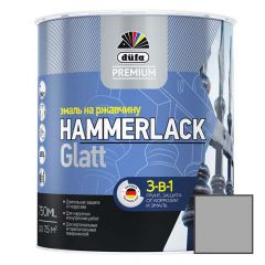Эмаль по ржавчине 3-в-1 Dufa (Дюфа) Premium Hammerlack Glatt гладкая глянцевая Серебристая RAL-9006 0,75 л