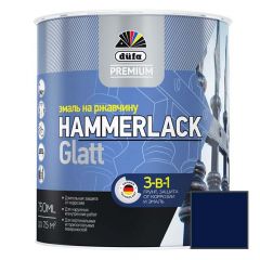 Эмаль по ржавчине 3-в-1 Dufa (Дюфа) Premium Hammerlack Glatt гладкая глянцевая Синяя 0,75 л