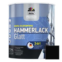 Эмаль по ржавчине 3-в-1 Dufa (Дюфа) Premium Hammerlack Glatt гладкая глянцевая Черная RAL-9005 0,75 л