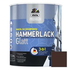 Эмаль по ржавчине 3-в-1 Dufa Premium Hammerlack Glatt гладкая глянцевая Шоколадная RAL-8017 0,75 л