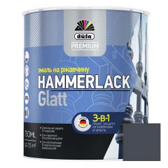 Эмаль по ржавчине 3-в-1 Dufa (Дюфа) Premium Hammerlack Glatt гладкая глянцевая Графитовая серая RAL-7024 0,75 л
