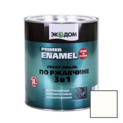 Грунт-эмаль по ржавчине 3 в 1 Экодом (Ecodom) Primer Enamel Белый RAL 9010 2,5 кг