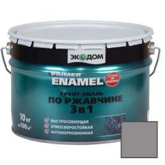 Грунт-эмаль по ржавчине 3 в 1 Экодом Primer Enamel Серый 10 кг