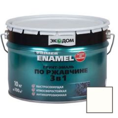 Грунт-эмаль по ржавчине 3 в 1 Экодом Primer Enamel Белый RAL 9010 10 кг
