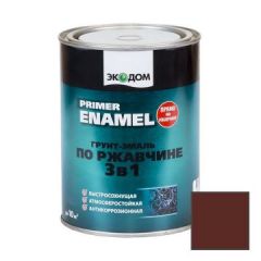 Грунт-эмаль по ржавчине 3 в 1 Экодом (Ecodom) Primer Enamel Красно-коричневый RAL 3009 0,9 кг
