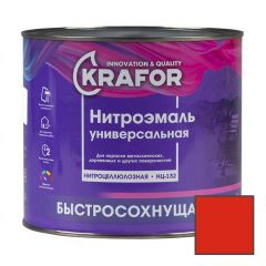 Нитроэмаль универсальная Krafor (Крафор) НЦ-132 глянцевая быстросохнущая красная 1,7 кг