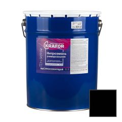 Нитроэмаль универсальная Krafor (Крафор) НЦ-132 глянцевая быстросохнущая черная 17 кг