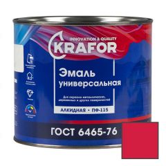 Эмаль универсальная алкидная Krafor (Крафор) ПФ-115 глянцевая вишневая 1,8 кг