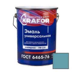 Эмаль универсальная алкидная Krafor (Крафор) ПФ-115 глянцевая морская волна 6 кг