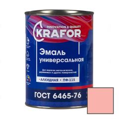 Эмаль универсальная алкидная Krafor ПФ-115 глянцевая розовая 0,8 кг