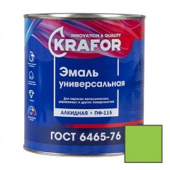 Эмаль универсальная алкидная Krafor ПФ-115 глянцевая салатная 2,7 кг