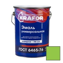 Эмаль универсальная алкидная Krafor (Крафор) ПФ-115 глянцевая салатная 6 кг
