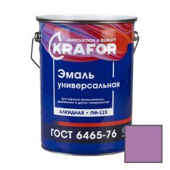 Эмаль универсальная алкидная Krafor ПФ-115 глянцевая светло-фиолетовая 6 кг