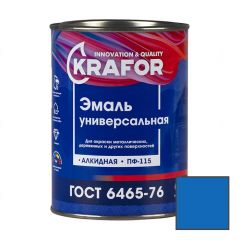 Эмаль универсальная алкидная Krafor ПФ-115 глянцевая синий 0,8 кг