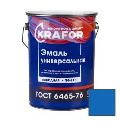 Эмаль универсальная алкидная Krafor (Крафор) ПФ-115 глянцевая синий 6 кг