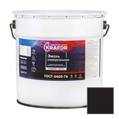 Эмаль универсальная алкидная Krafor (Крафор) ПФ-115 глянцевая черная 20 кг