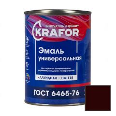 Эмаль универсальная алкидная Krafor ПФ-115 глянцевая шоколадная 0,8 кг