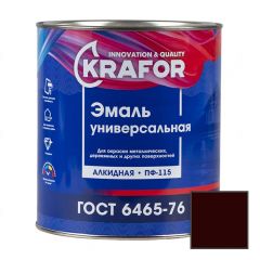 Эмаль универсальная алкидная Krafor ПФ-115 глянцевая шоколадная 2,7 кг