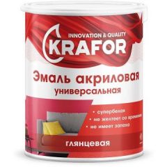 Эмаль акриловая Krafor (Крафор) глянцевая супербелая 1 кг