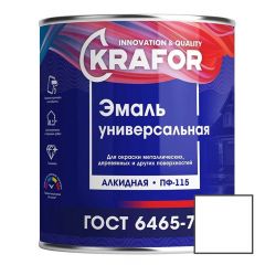 Эмаль универсальная алкидная Krafor ПФ-115 белая 2,7 кг