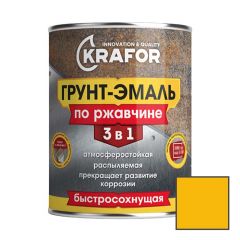 Грунт-эмаль по ржавчине 3 в 1 Krafor (Крафор) быстросохнущая полуглянцевая RAL 1003 Желтая 1,9 кг