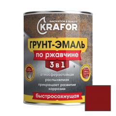 Грунт-эмаль по ржавчине 3 в 1 Krafor быстросохнущая полуглянцевая RAL 3009 Красно-коричневая 2,7 кг