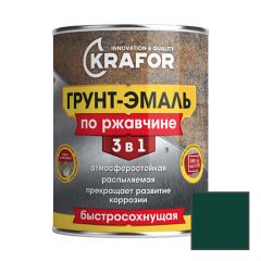Грунт-эмаль по ржавчине 3 в 1 Krafor (Крафор) быстросохнущая полуглянцевая RAL 6005 Темно-зеленая 1,9 кг