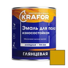 Эмаль акриловая Krafor (Крафор) для пола износостойкая ПФ-266 Золотистая 6 кг