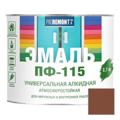 Эмаль Proremontt ПФ-115 универсальная коричневая 2,7 кг