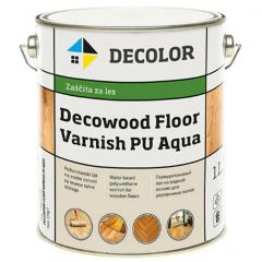 Лак Decolor полиуретановый для деревянных полов Decowood Floor Varnish PU aqua сатин 1 л