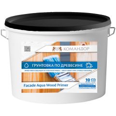 Грунтовка Командор Facade aqua wood primer для защиты древесины от плесени, грибка и синевы 10 л