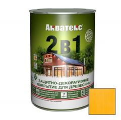 Защитно-декоративное покрытие Акватекс для древесины 2 в 1 желтый 0,8 л