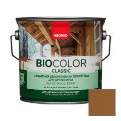 Защитная декоративная пропитка для древесины на алкидной основе Neomid Bio Color Classic Тик 2,7 л