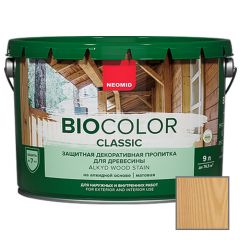 Защитная декоративная пропитка для древесины на алкидной основе Neomid Bio Color Classic Бесцветный 9 л