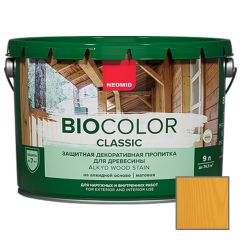 Защитная декоративная пропитка для древесины на алкидной основе Neomid Bio Color Classic Калужница 9 л