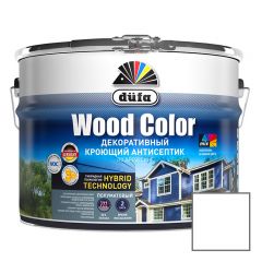 Декоративный кроющий антисептик Dufa Wood Color (Del Колор) для защиты древесины полуматовый База А Белый 0,9 л