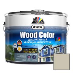 Декоративный кроющий антисептик Dufa Wood Color (Del Колор) для защиты древесины полуматовый Серый шёлк 0,9 л