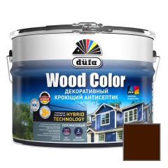 Декоративный кроющий антисептик Dufa Wood Color (Del Колор) для защиты древесины полуматовый Темный шоколад 0,9 л
